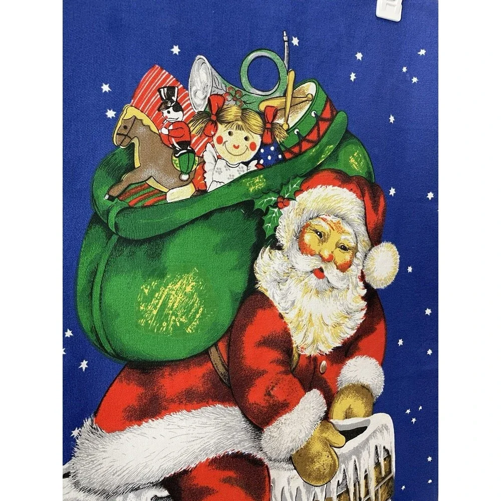 2 Vintage Christmas Holiday Santa Kitchen Towels Party Decor 50s Retro